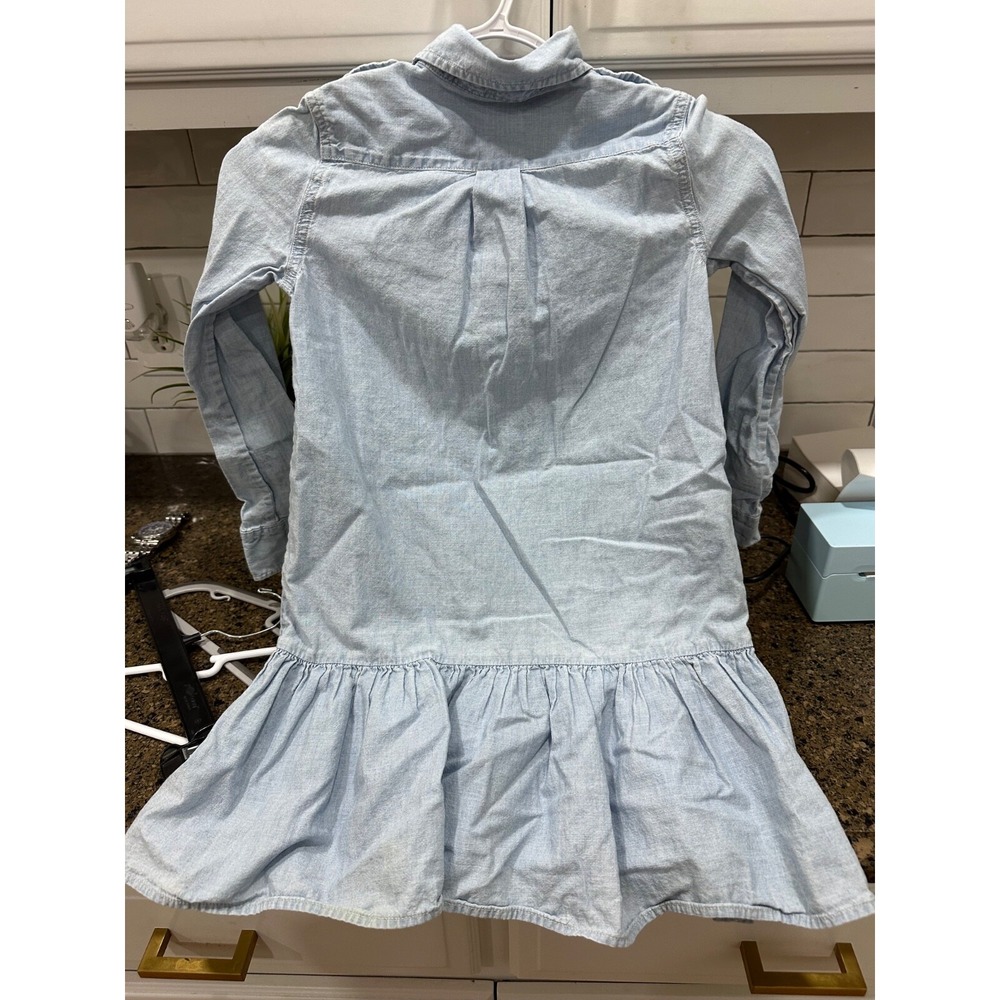 polo ralph lauren light blue denim dress with ruffles‎ girl's 7 - Picture 4 of 6